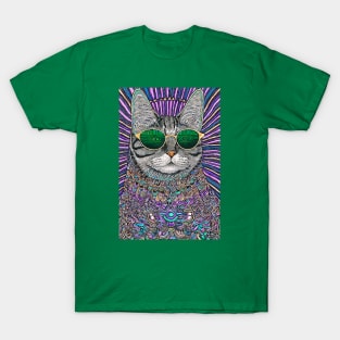 Cosmos Cat Wearing Sunglasses- Meridian! T-Shirt